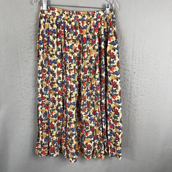 Vintage F  Maxi Skirt Women 6 Flower Farmhouse Modest Cottage Core Western Retro - Picture 2 of 16